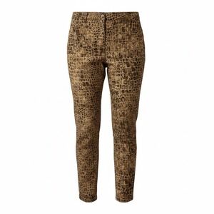 Ruby Rd Pants Womens 16 Petite Snake Skin Print Brown Beige Tapered Chino 16P
